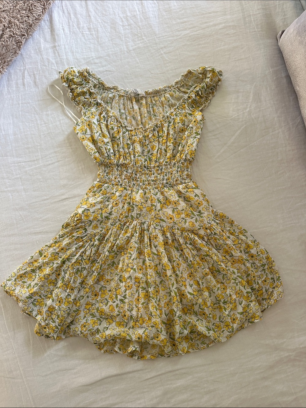 ISABELLE’S CABINET Yellow Floral Smocked Sundress ROMPER